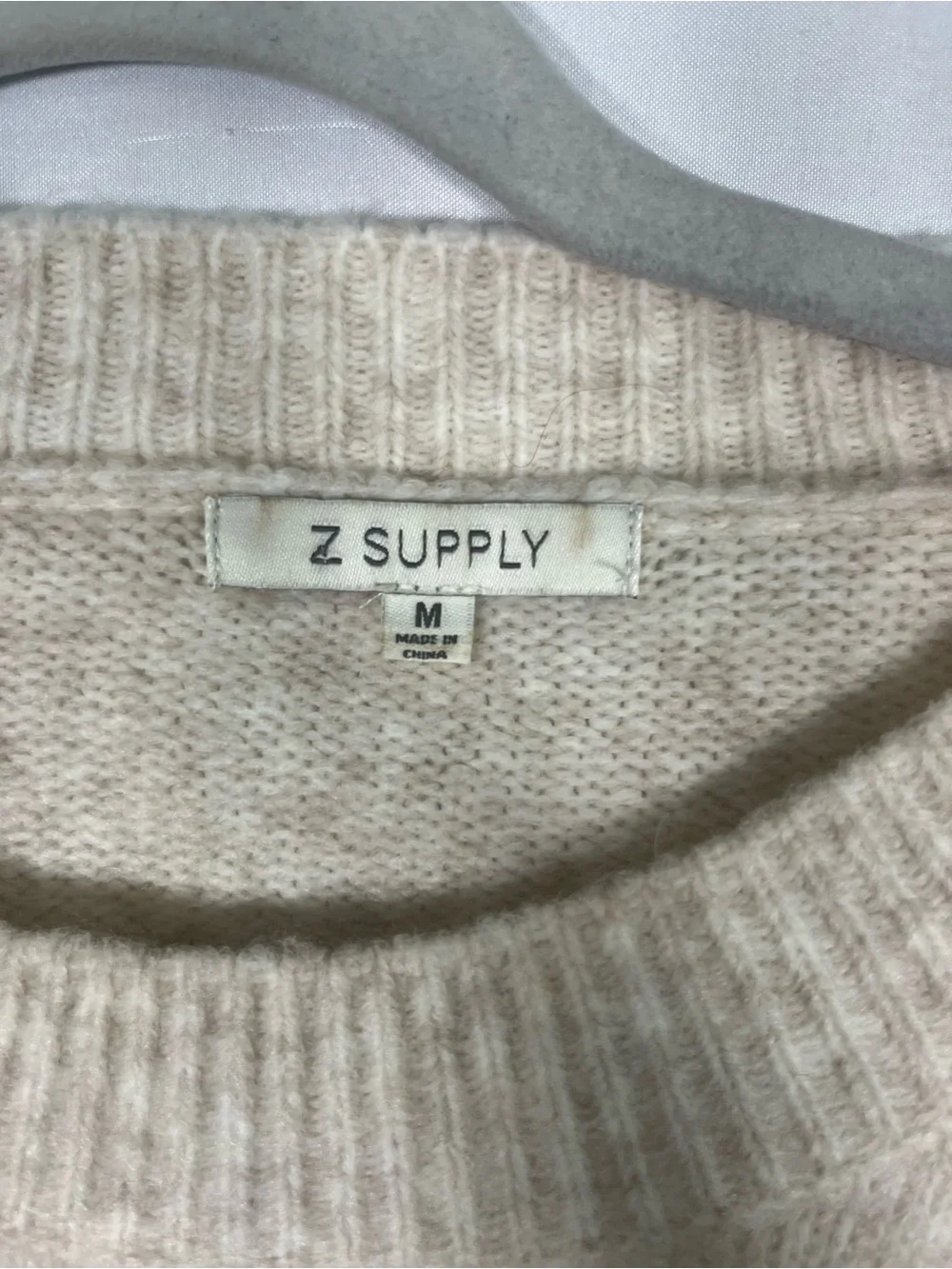 Z supply Milan CIAO ribbed crew sweater light oatmeal size m